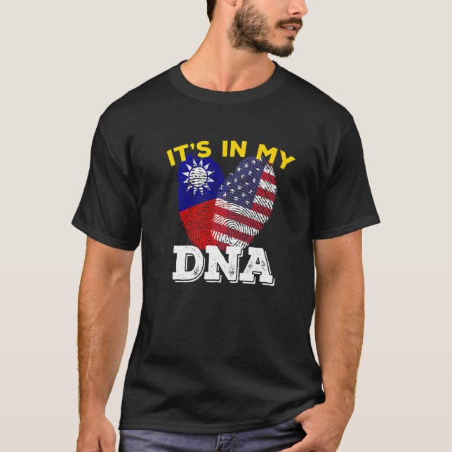 Taiwan Taiwanese Flag Proud America Imprint Dna Mi T-Shirt (Front)