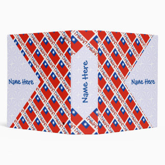 Taiwan Taiwanese Flag Tiled Black Personalization  3 Ring Binder