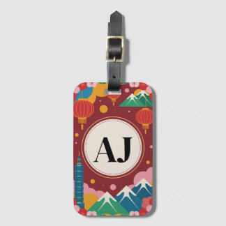 Taiwan Travel Floral Custom Initial Luggage Tag