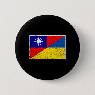 Taiwan Ukraine Flag Taiwanese Ukrainian Support 1 Button