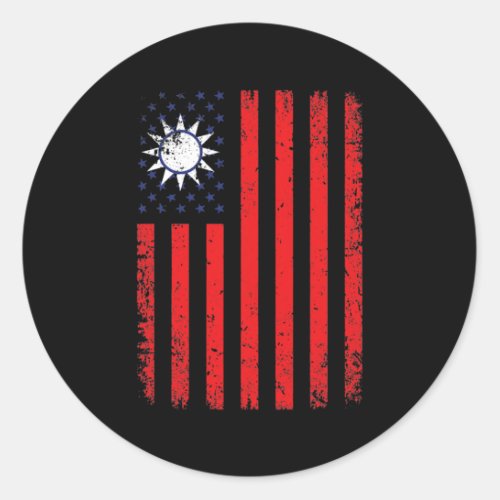 Taiwan USA Flag 4th of July American Taiwanese Classic Round Sticker