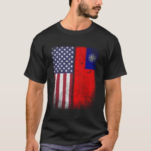 Taiwan Usa Taiwanese American Flag T_Shirt