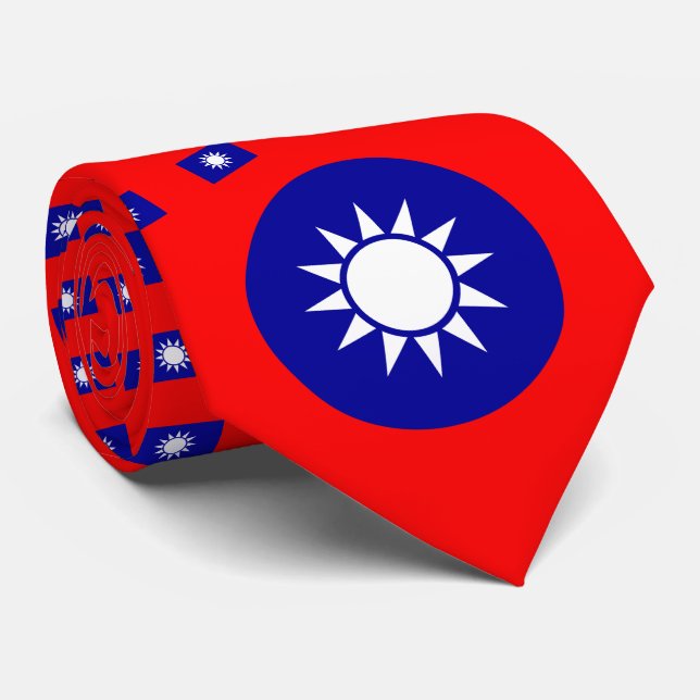 Taiwanese Flag & National Emblem, Taiwan Neck Tie (Rolled)