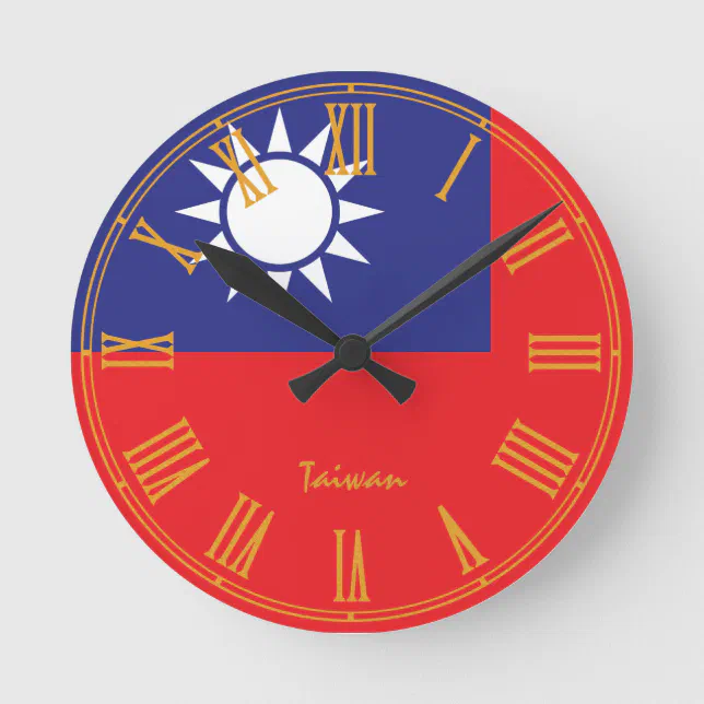 Taiwan Clock Taiwanese Flag & Taiwan trendy house /design Round Clock | Zazzle