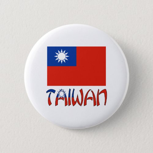 Taiwanese Flag with Taiwan Pinback Button