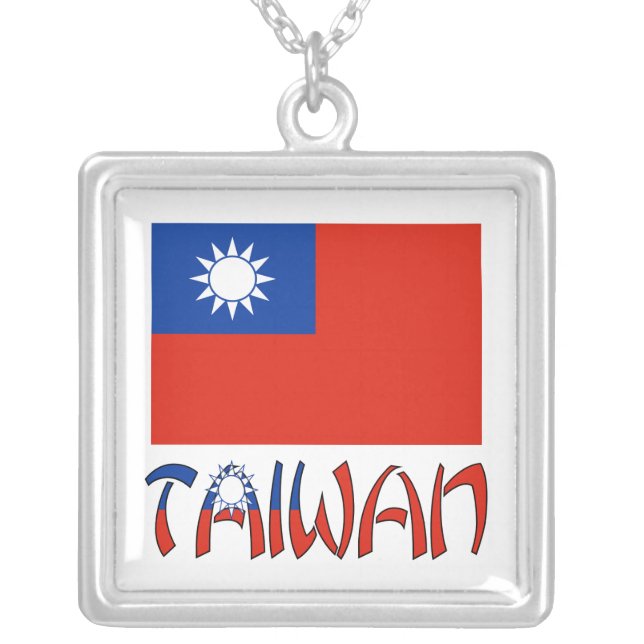 Taiwanese Flag with Taiwan Silver Plated Necklace (Front)
