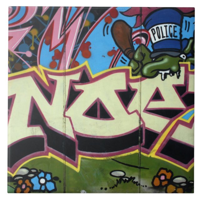 Taiwanese graffiti, Taipei, Taiwan Ceramic Tile (Front)