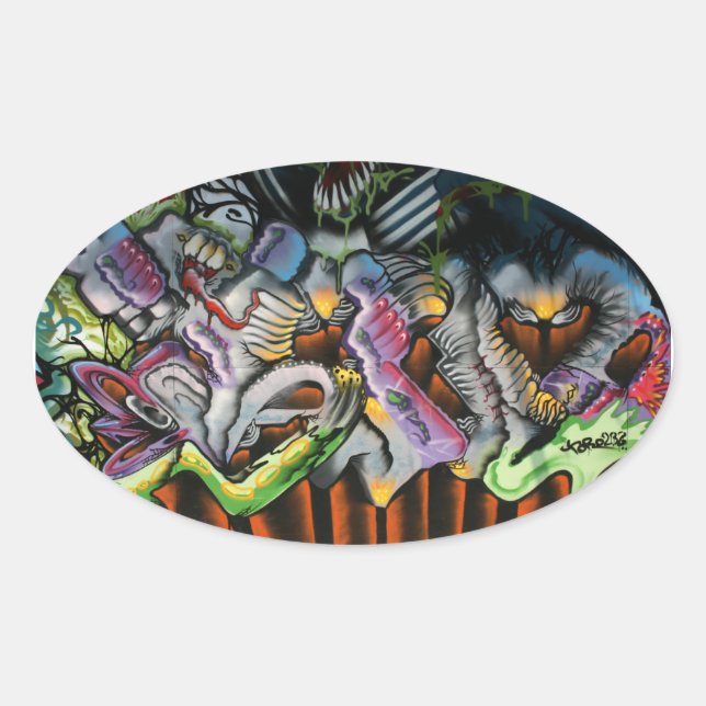 Taiwanese graffiti, Taipei, Taiwan Oval Sticker (Front)