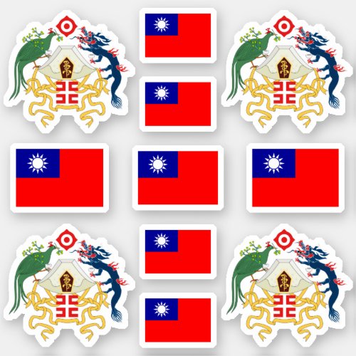 Taiwanese national symbols  coat of arms and flag sticker