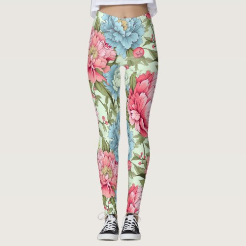 Taiwanese Peonies Leggings