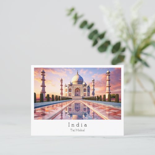 Taj Mahal Agra India Postcard