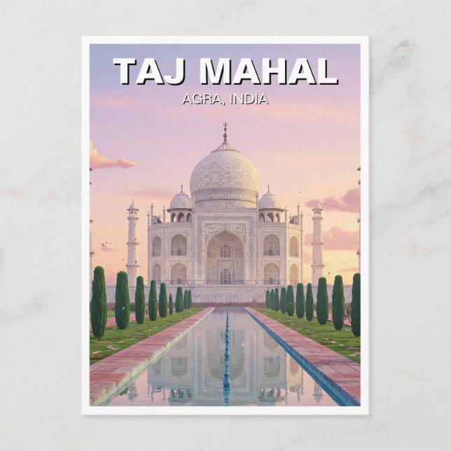 Taj Mahal Agra India Travel Souvenir Postcard (Front)