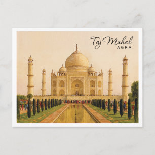 Taj Mahal Agra India Watercolor Travel Holiday Postcard