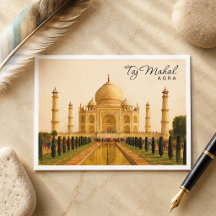Taj Mahal Agra India Watercolor Travel
