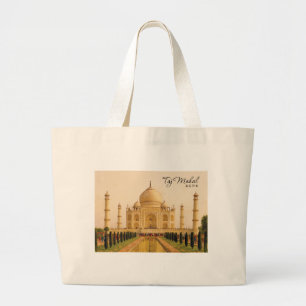 Taj Mahal Agra India Watercolor Travel Large Tote Bag