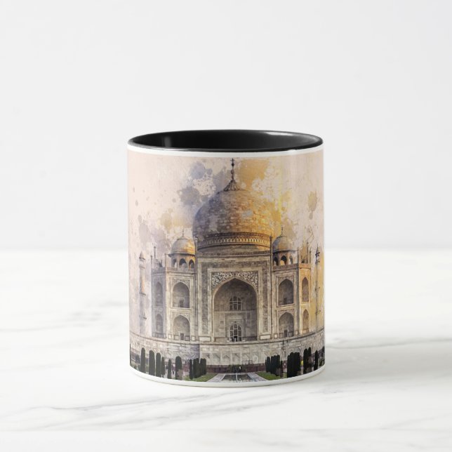 Taj Mahal Eternal Love Tribute Artistic Watercol.. Mug (Center)