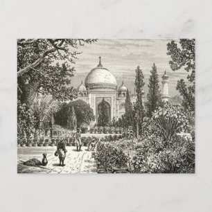 Taj Mahal Garden Agra India Heritage Site Landmark Postcard