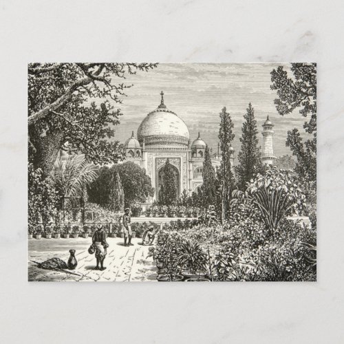 Taj Mahal Garden Agra India Heritage Site Landmark Postcard