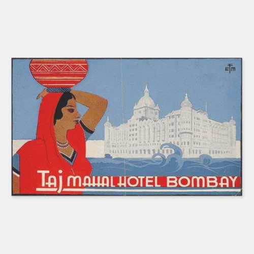 Taj Mahal Hotel Bombay India Rectangular Sticker