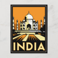 taj mahal india art deco retro poster