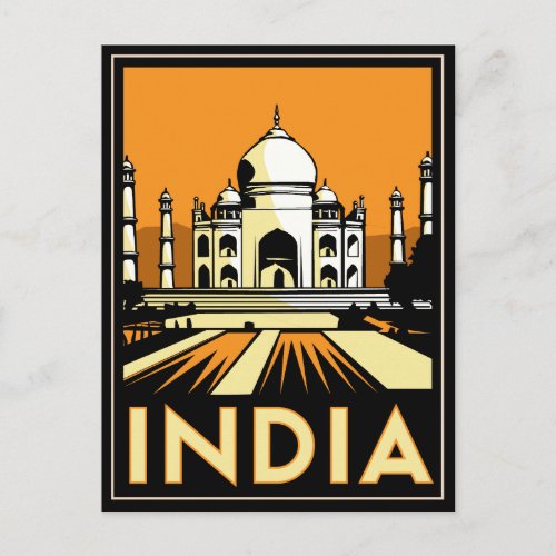 taj mahal india art deco retro poster postcard