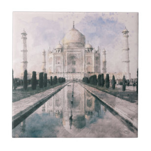 Taj Mahal India Ceramic Tile – Iconic Mughal Art