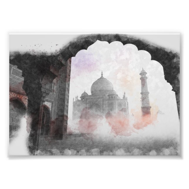 Taj Mahal India Postcard – Vintage Travel Poster  (Front)