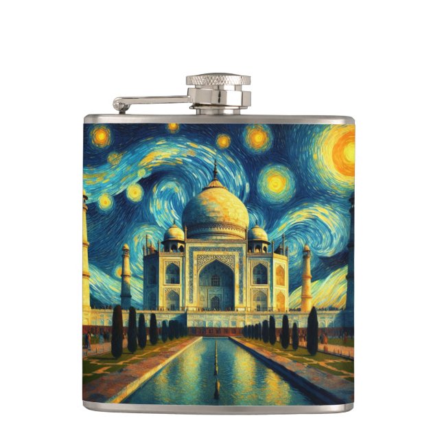 Taj Mahal India Starry Night Flask (Front)