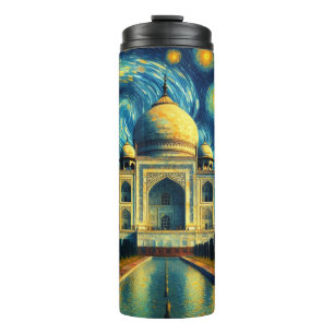 Taj Mahal India Starry Night Thermal Tumbler