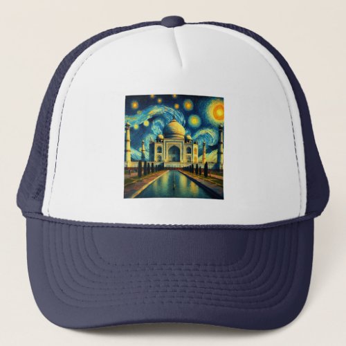 Taj Mahal India Starry Night Trucker Hat