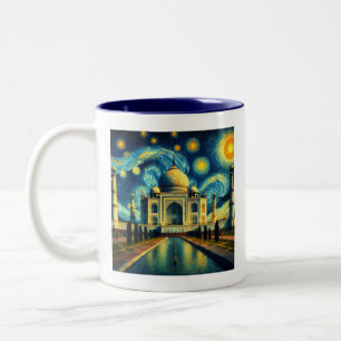 Taj Mahal India Starry Night Two-Tone Coffee Mug