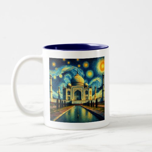 Taj Mahal India Starry Night Two_Tone Coffee Mug