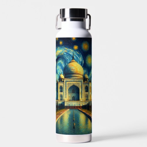 Taj Mahal India Starry Night Water Bottle