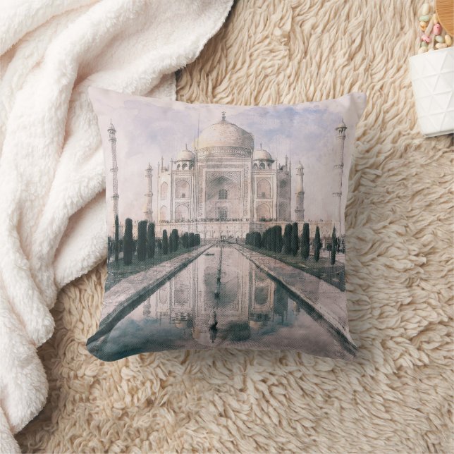 Taj Mahal India Throw Pillow | Exotic Travel Home  (Blanket)