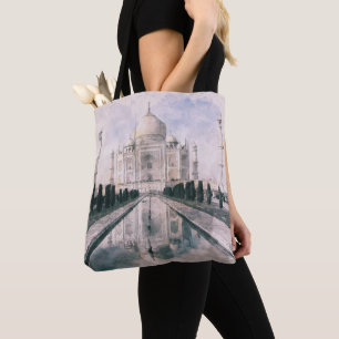 Taj Mahal India Tote Bag – Watercolor Travel Art