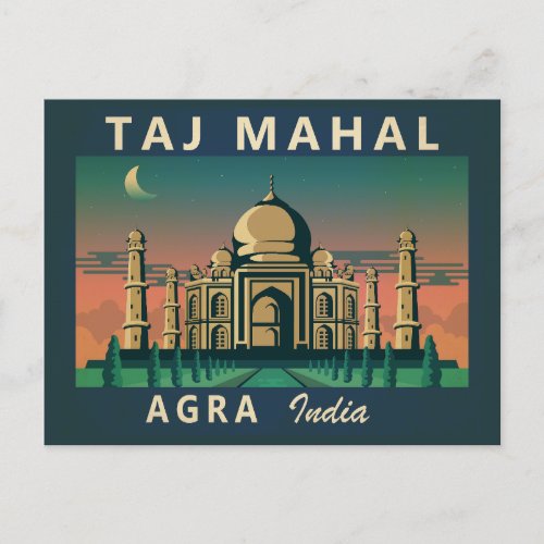 Taj Mahal India Travel Art Vintage Postcard