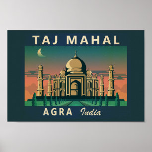 Taj Mahal India Travel Art Vintage Poster
