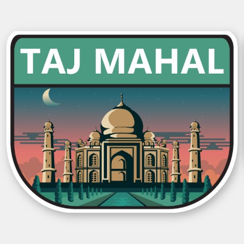 Taj Mahal India Travel Art Vintage Sticker
