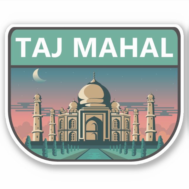 Taj Mahal India Travel Art Vintage Sticker (Front)