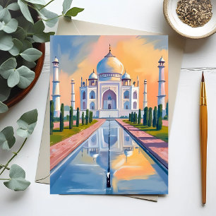 Taj Mahal India Travel Painting Postcard