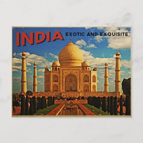 Taj Mahal India Vintage Postcard
