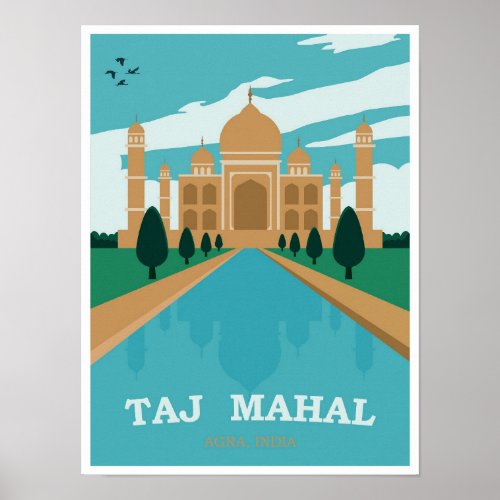 Taj Mahal India Vintage Travel Poster