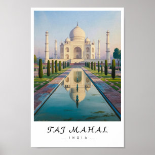 Taj Mahal India Wall Art, Agra Landmark Poster