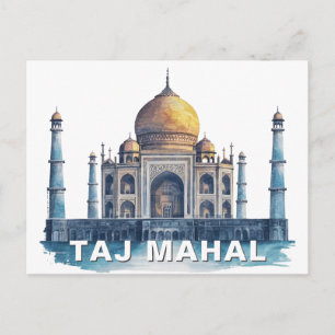 Taj Mahal India Watercolor Iconic Monument Postcard