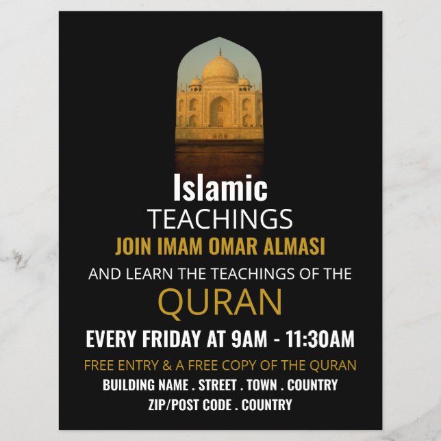 Taj Mahal, Islamic Teaching Advertising Flyer (Front)