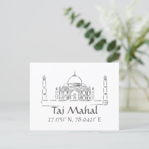 Taj Mahal Latitude  Longitude  Postcard
