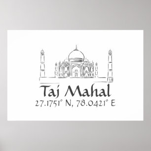 Taj Mahal Latitude  Longitude  Poster
