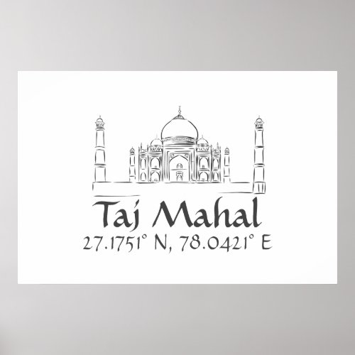 Taj Mahal Latitude  Longitude  Poster