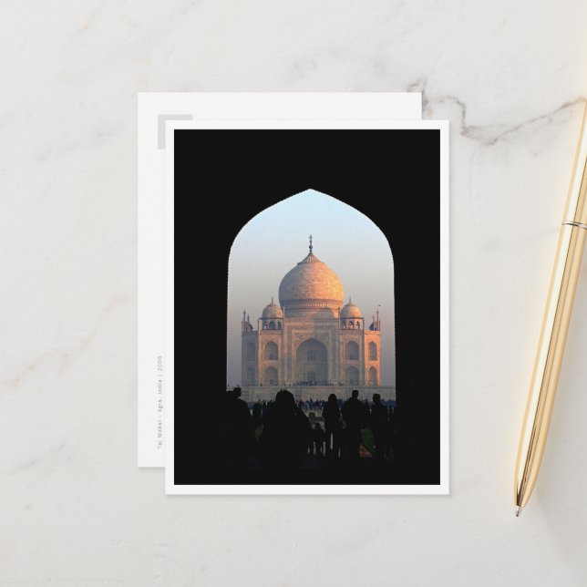 Taj Mahal Light of Dawn India Architecture Photo Postcard (Front/Back In Situ)