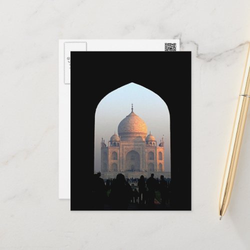 Taj Mahal Light of Dawn India Architecture Photo Postcard